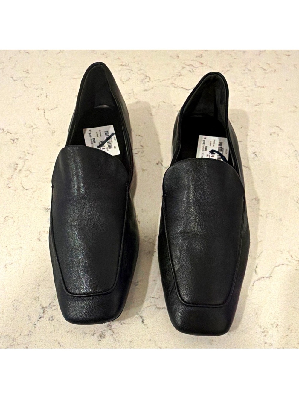 Vince Black Solid Slip-On Loafer Flats Women's US 8 Square Toe Logo Accent
